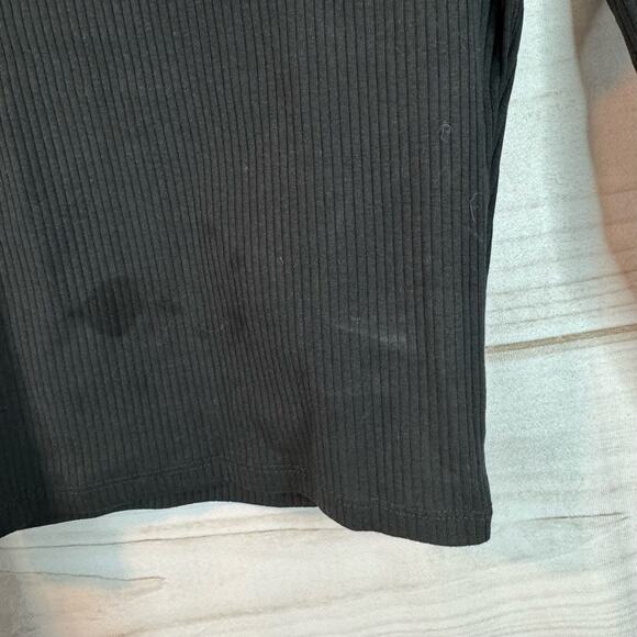 Madewell Black Square-Neck Long-Sleeve Crop Tee in Sleekhold Size XS - Picture 3 of 6